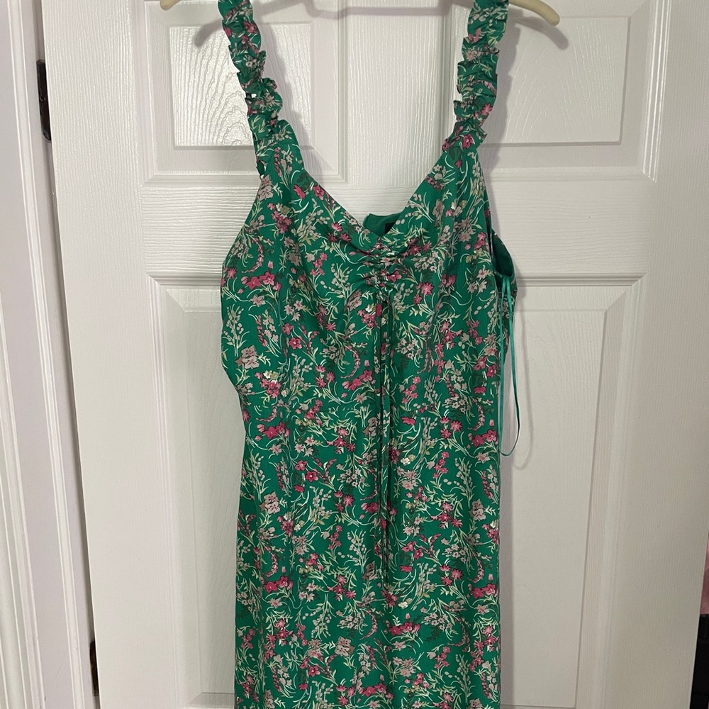 Lucky Paris Floral Zip-Up Slit Dress Size L